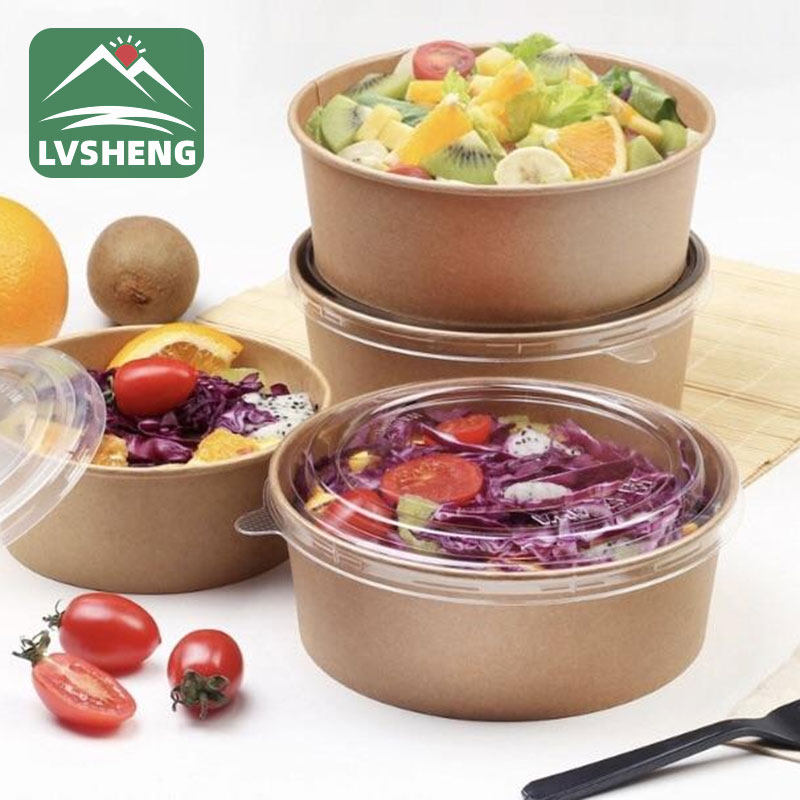 کاسه کاغذی سالاد کم عمق غذای آماده